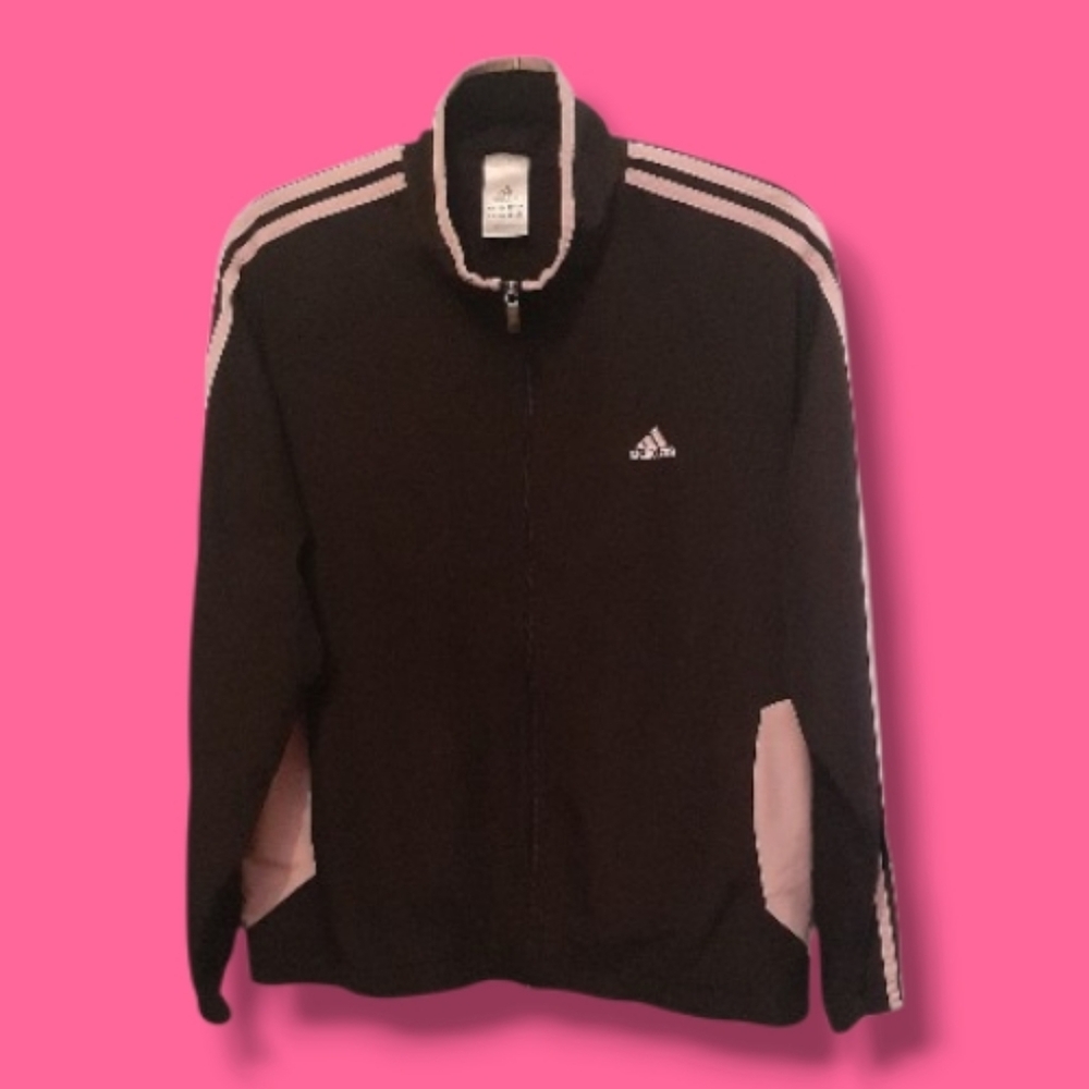 SALE! Adidas Women's Black and Pink Athletic Jacket Windbreaker Size XL